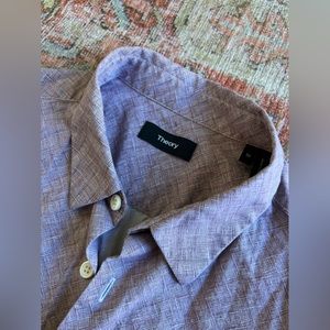 Theory Men's Short Sleeve Button Down Short Maroon